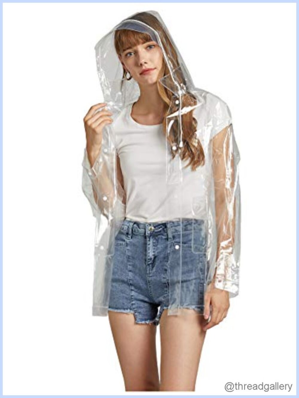 EVA Waterproof Raincoat Detachable Hood Rain Jacket Outdoor